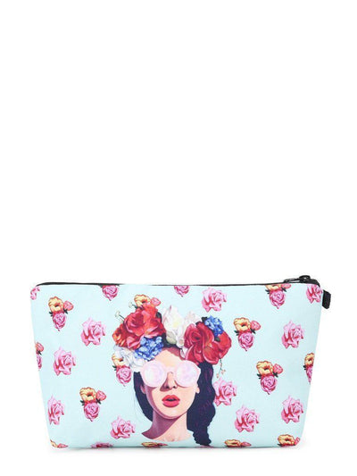 Flower Print Zipper Pouch-makeup-Des Mess