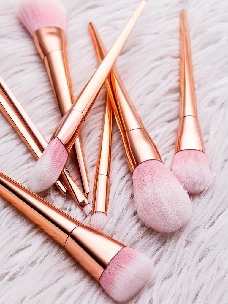 Pink And Gold Professional Cosmetic Makeup Brush Set--Des Mess
