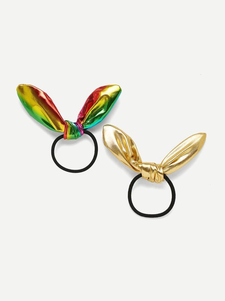 Metallic Knot Hair Tie 2pcs-hair-Des Mess