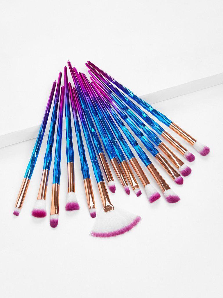 Ombre Handle Makeup Brush 15pcs-makeup-Des Mess