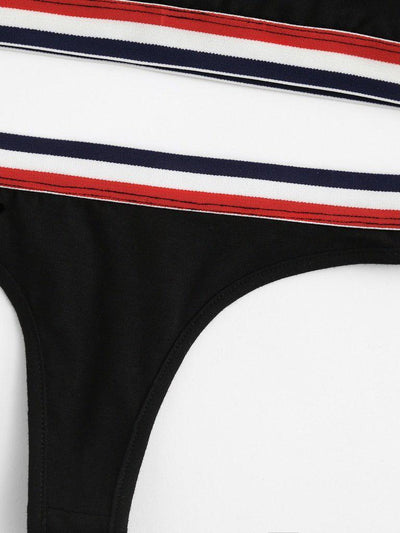 Y-Back Striped Sports Bra & Panty Lingerie Set-sportswear-Des Mess