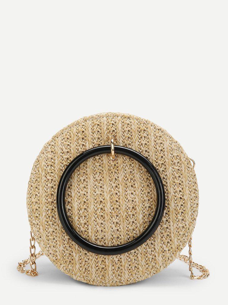 Round Crossbody Straw Bag-accessories-Des Mess