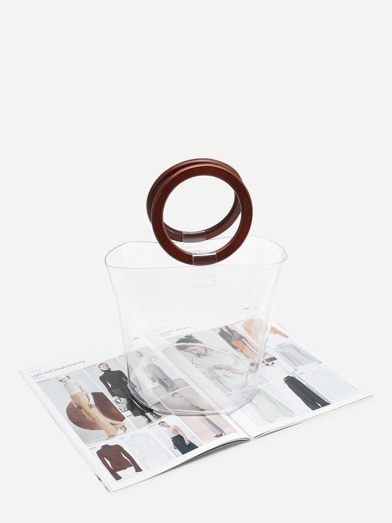 Striped Clear Wooden Handle Bag-accessories-Des Mess