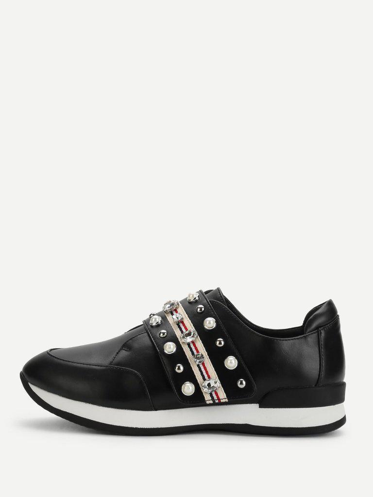 Rhinestone Design Slip On Sneakers-shoes-Des Mess