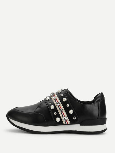 Rhinestone Design Slip On Sneakers-shoes-Des Mess