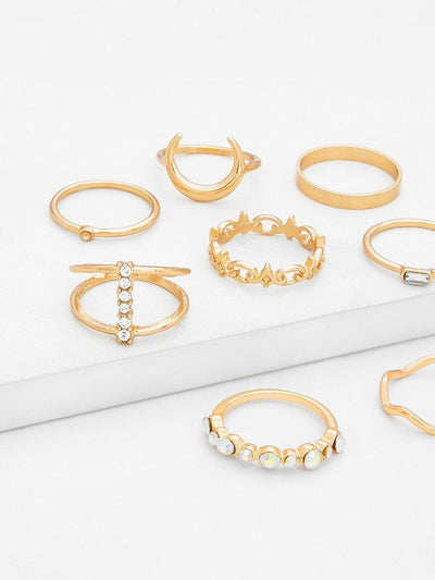 Crescent Ring Set 8pcs-jewelry-Des Mess