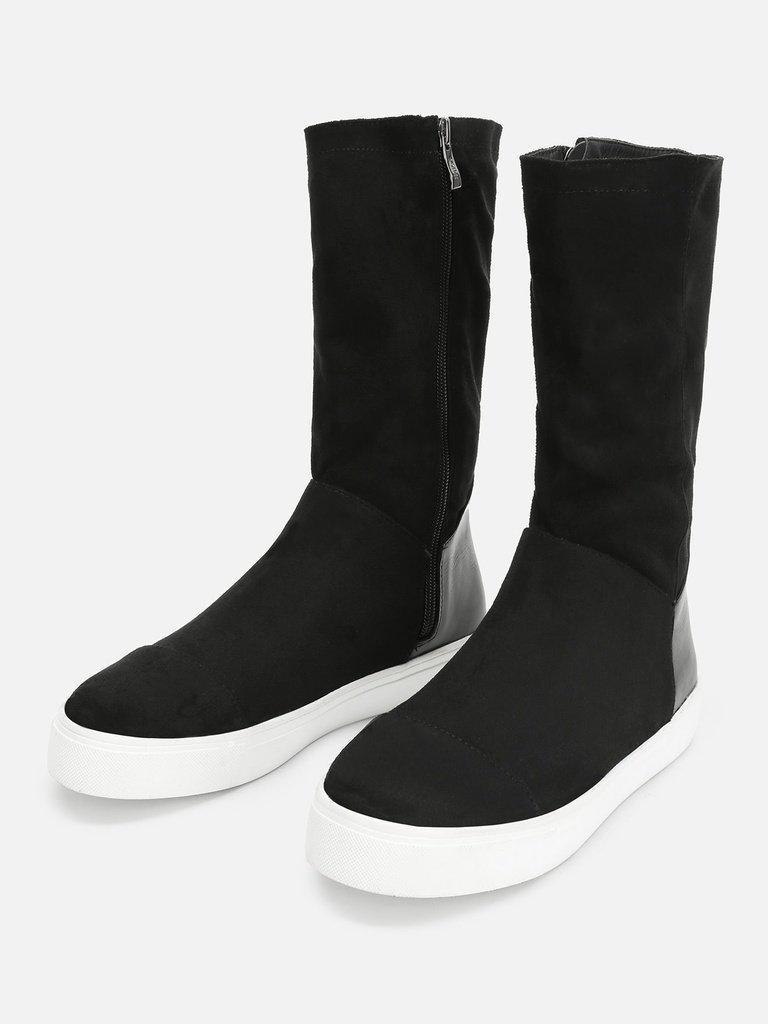 Round Toe Mid Calf Boots-shoes-Des Mess