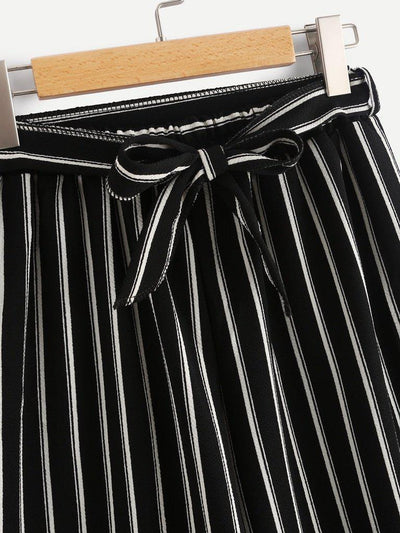 Vertical Stripe Self Tie Wide Leg Pants-bottom-Des Mess