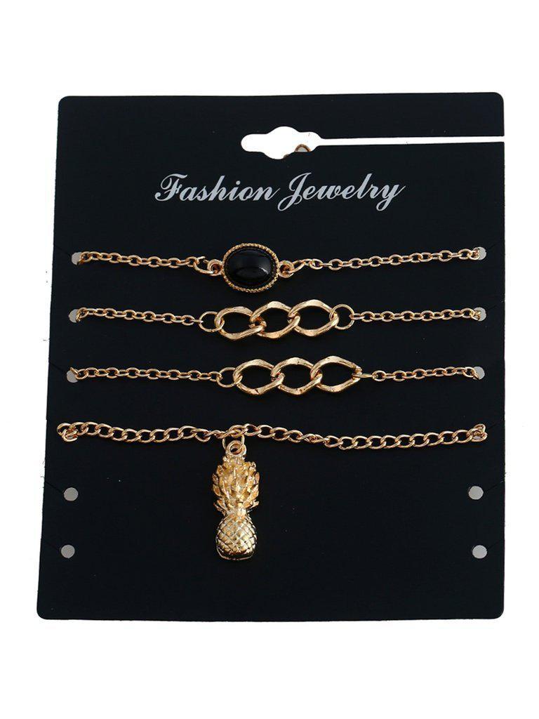 Pineapple Charm Chain Bracelet 4pcs--Des Mess