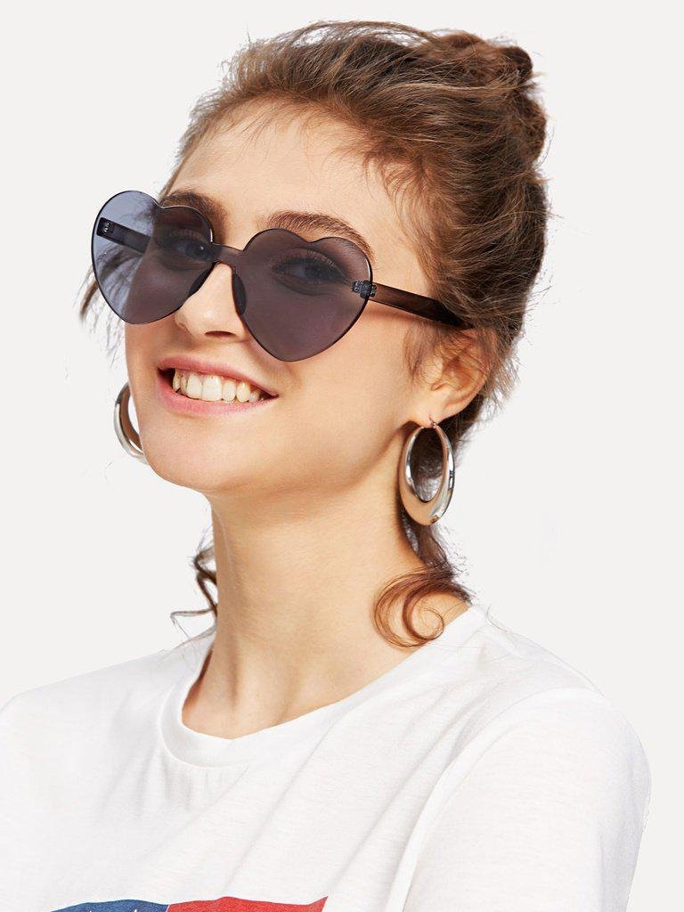 Heart Shaped Flat Lens Sunglasses-accessories-Des Mess