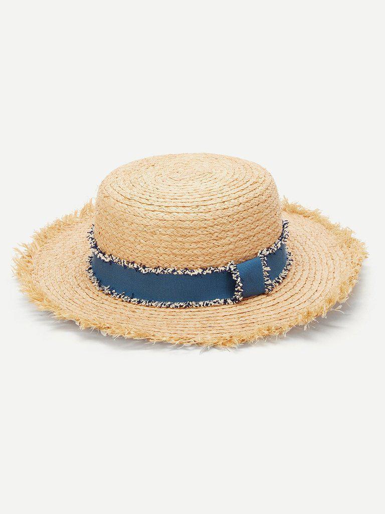 Raw Edge Straw Boater Hat--Des Mess