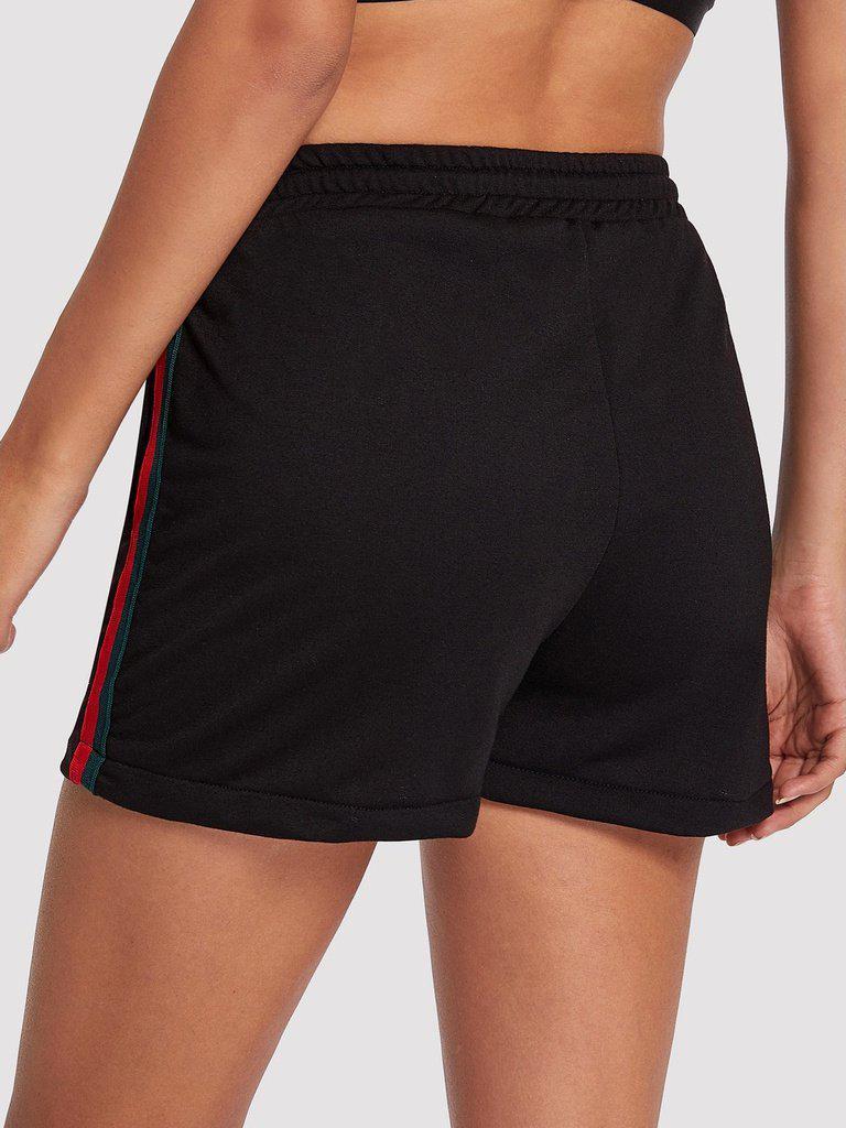 Striped Tape Side Drawstring Waist Shorts-bottom-Des Mess