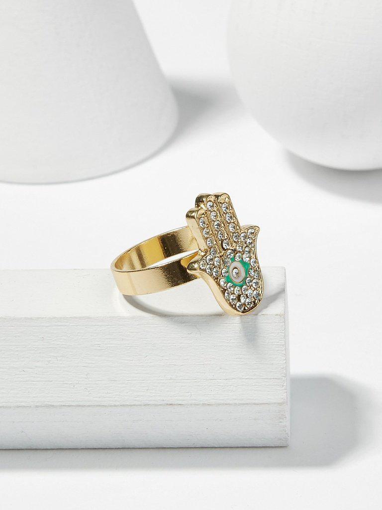 Rhinestone Hand Detail Ring-jewelry-Des Mess