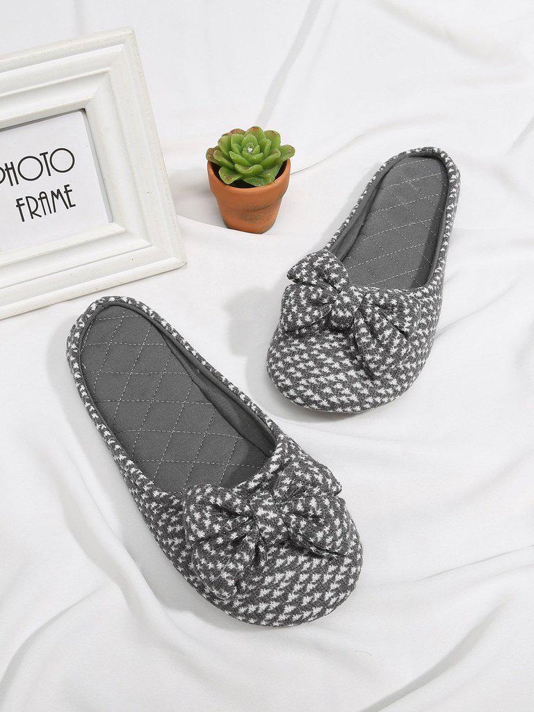 Round Toe Bow Design Flat Slippers-shoes-Des Mess