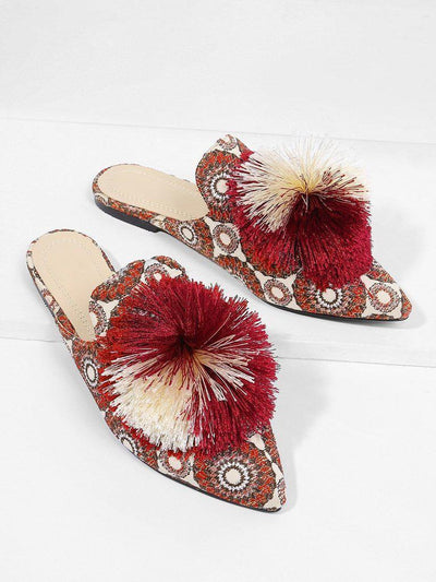 Pom Pom Decorated Flats-shoes-Des Mess