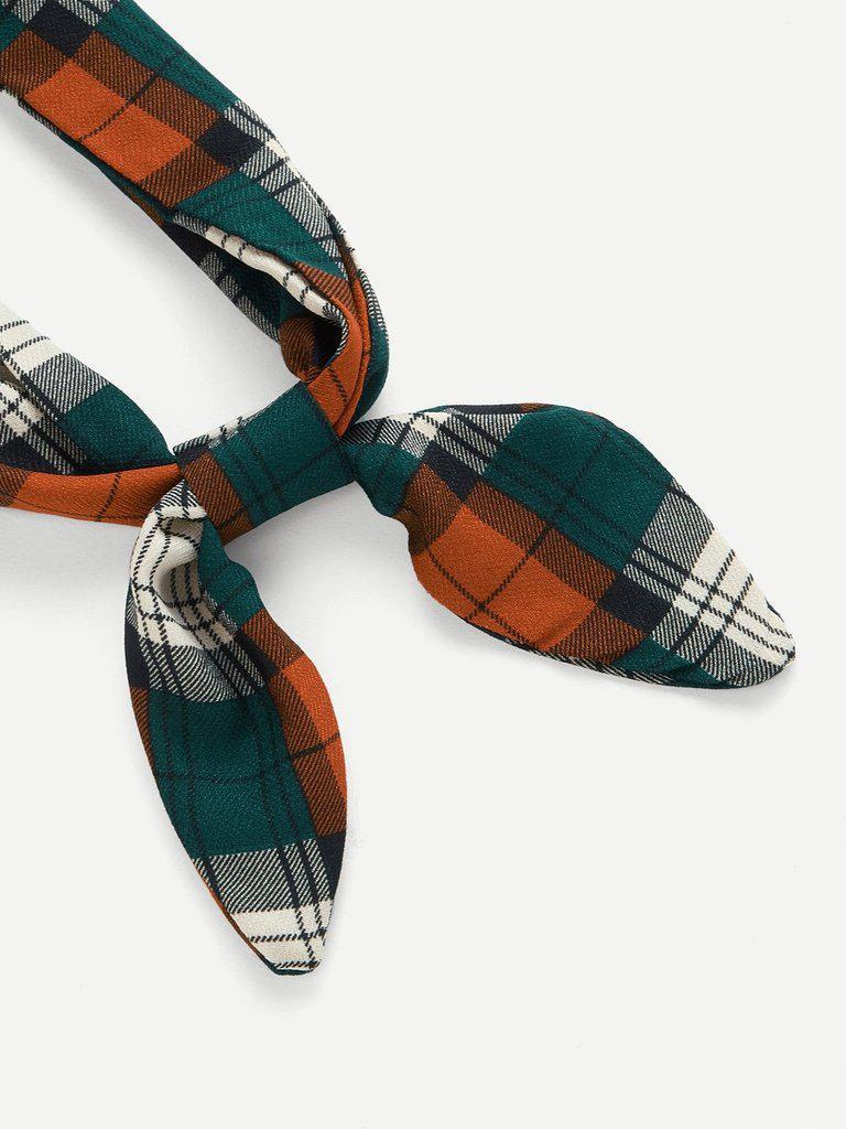 Plaid Print Twilly Scarf-accessories-Des Mess