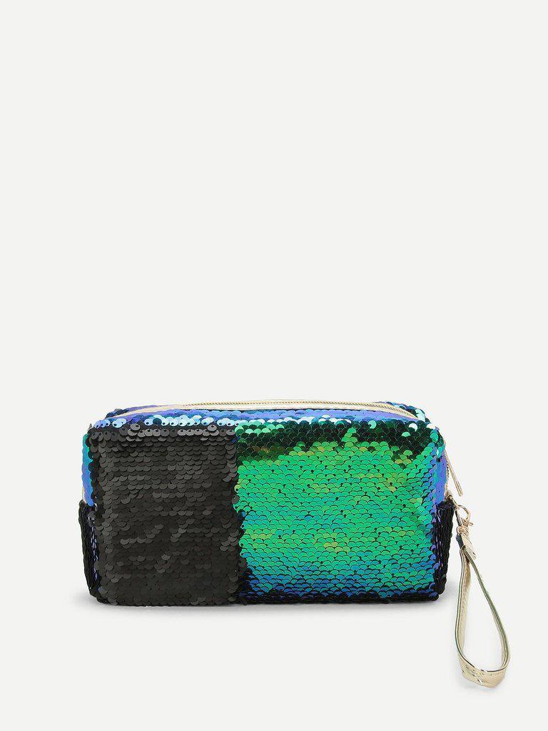Sequin Makeup Bag With Wristlet-makeup-Des Mess