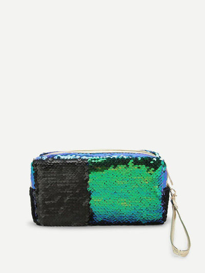 Sequin Makeup Bag With Wristlet-makeup-Des Mess