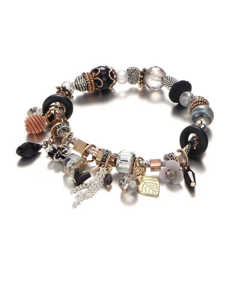Leaf & Crystal Design Charm Bracelet-jewelry-Des Mess