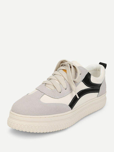 Lace Up Splice Platform Sneakers-shoes-Des Mess