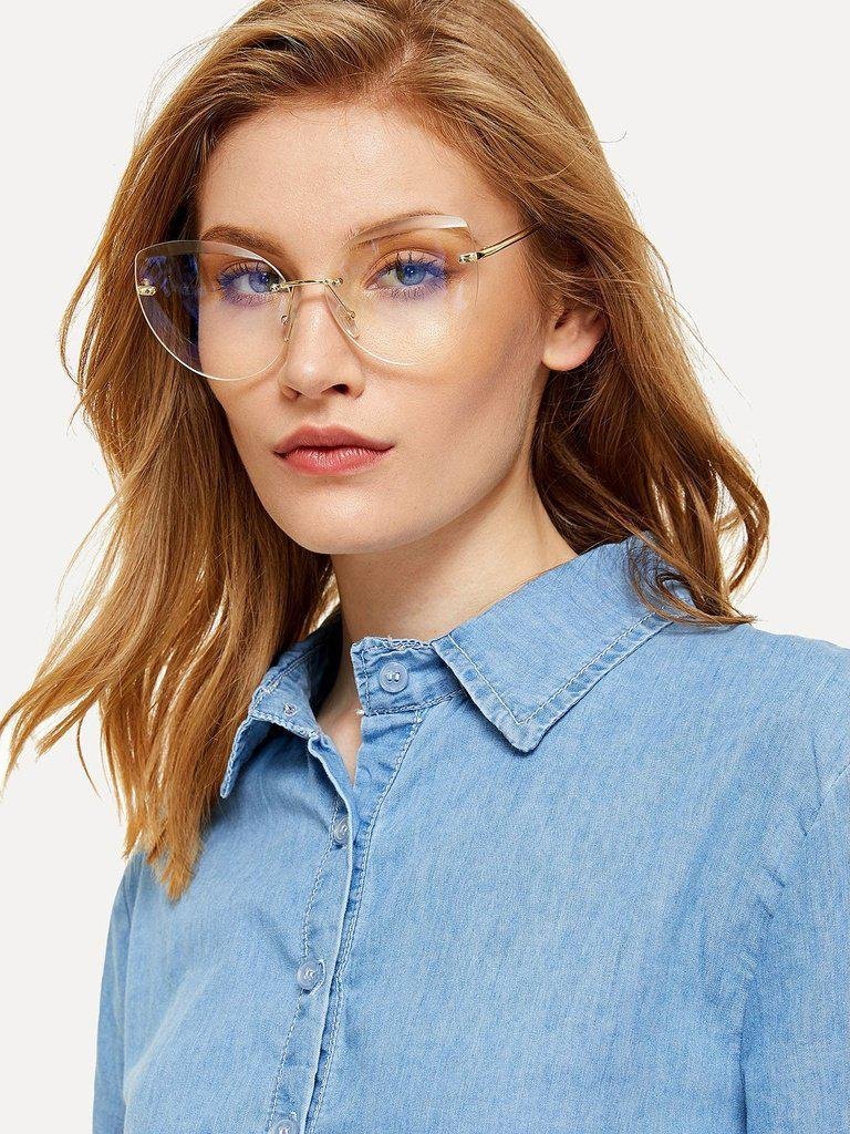 Rimless Cat Eye Glasses-accessories-Des Mess