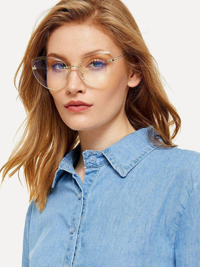 Rimless Cat Eye Glasses-accessories-Des Mess