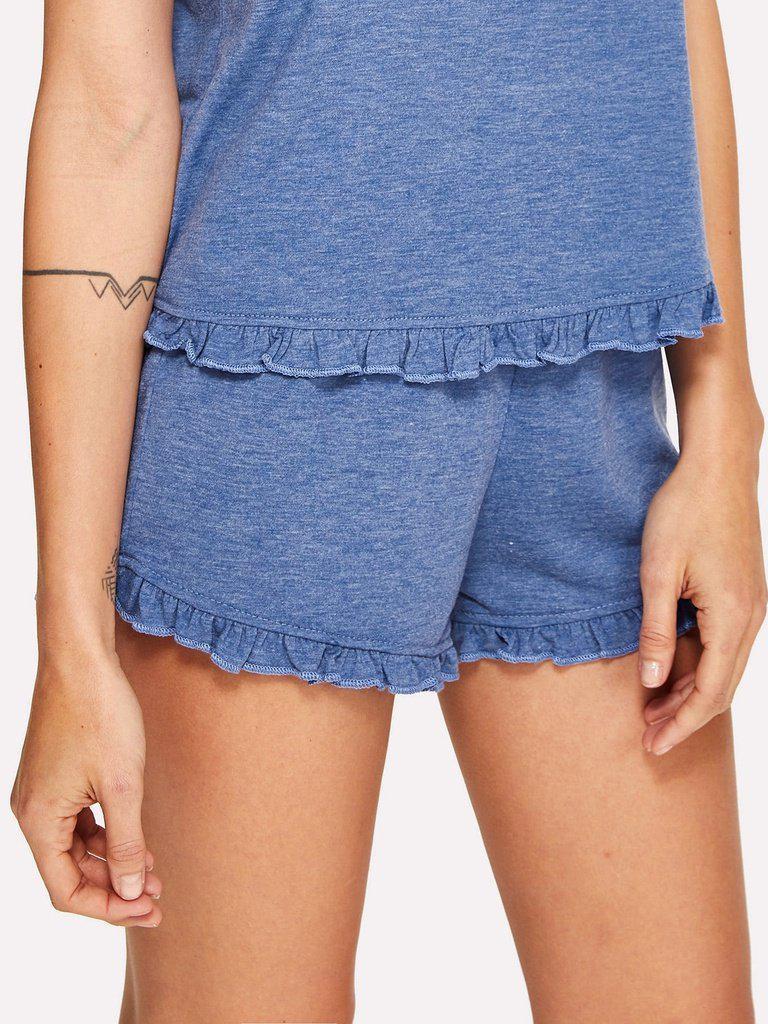 Ruffle Hem Pajama Shorts-loungewear-Des Mess