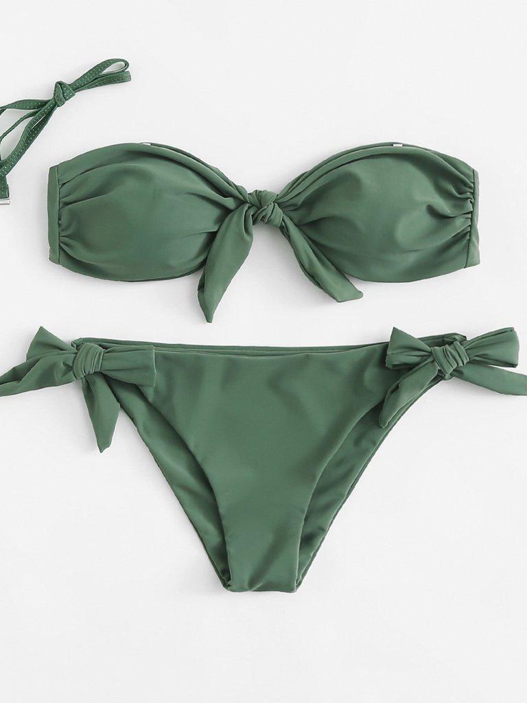 Detachable Straps Knot Bikini Set-swimwear-Des Mess