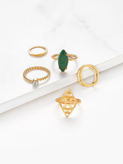 Gemstone Hollow Ring Set 5pcs-jewelry-Des Mess