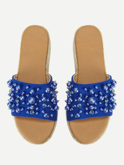 Faux Pearl Espadrille Platform Wedges-shoes-Des Mess