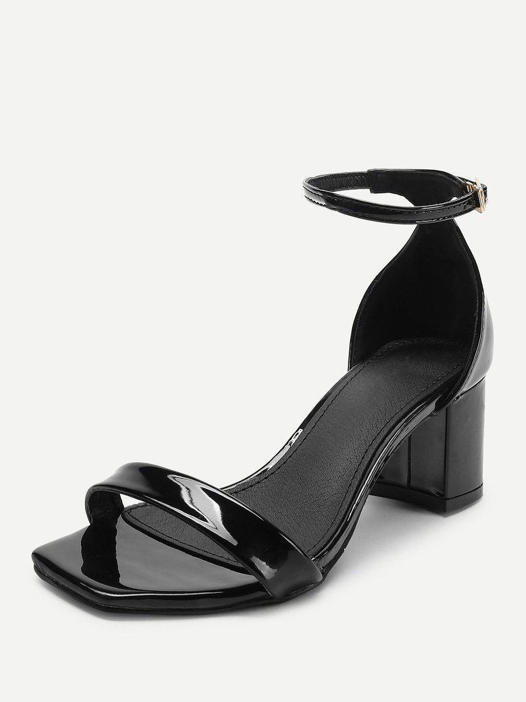 Square Toe Chunky Heeled Sandals-shoes-Des Mess