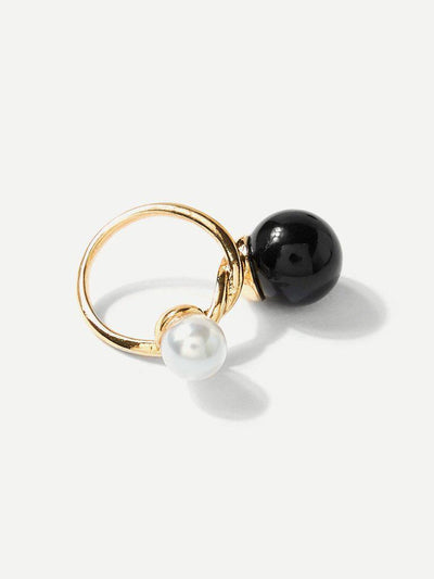 Faux Pearl And Ball Twist Ring-jewelry-Des Mess
