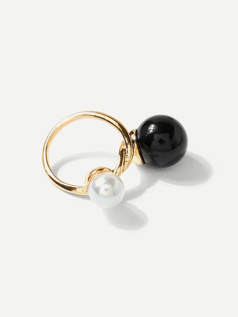Faux Pearl And Ball Twist Ring-jewelry-Des Mess