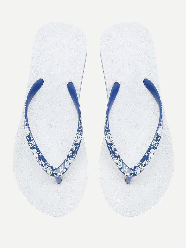 Porcelain Print Flip Flops-shoes-Des Mess