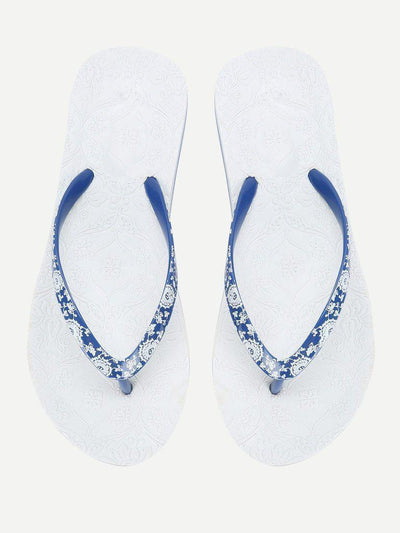 Porcelain Print Flip Flops-shoes-Des Mess