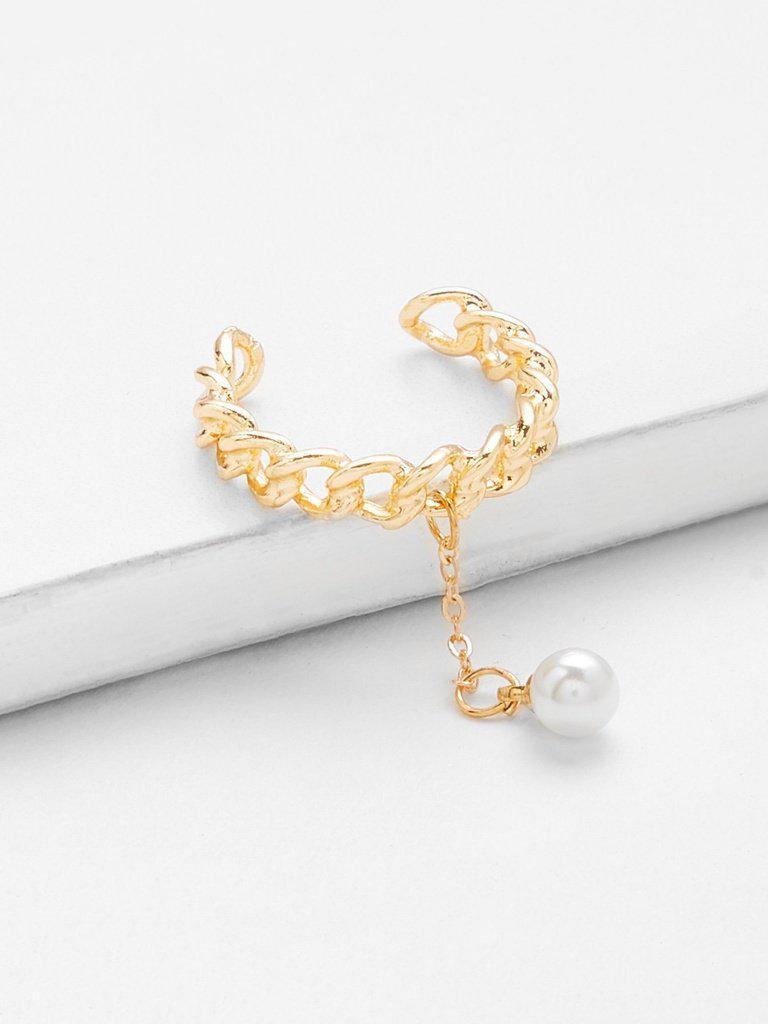 Faux Pearl Chain Shape Ring-jewelry-Des Mess