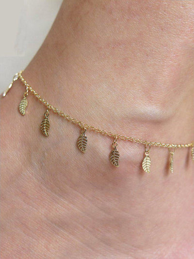 Leaf Detail Ankle Chain-jewelry-Des Mess