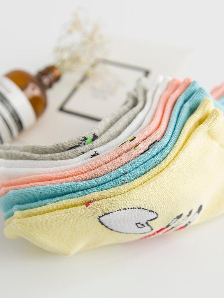 Mixed Pattern Invisible Socks 5Pairs-accessories-Des Mess
