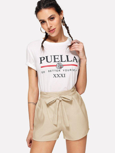 Self Tie Waist Solid Shorts-bottom-Des Mess