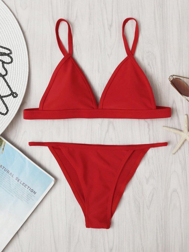 Adjustable Strap Triangle Bikini Set-swimwear-Des Mess