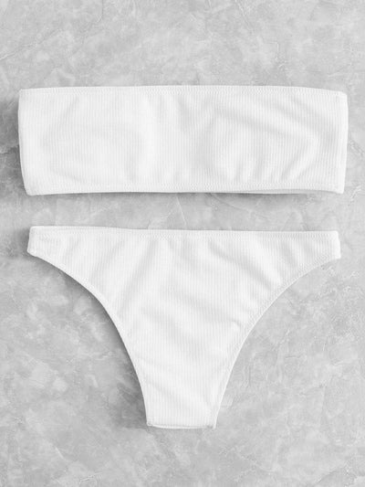 Ribbed Bandeau Bikini Set-swimwear-Des Mess