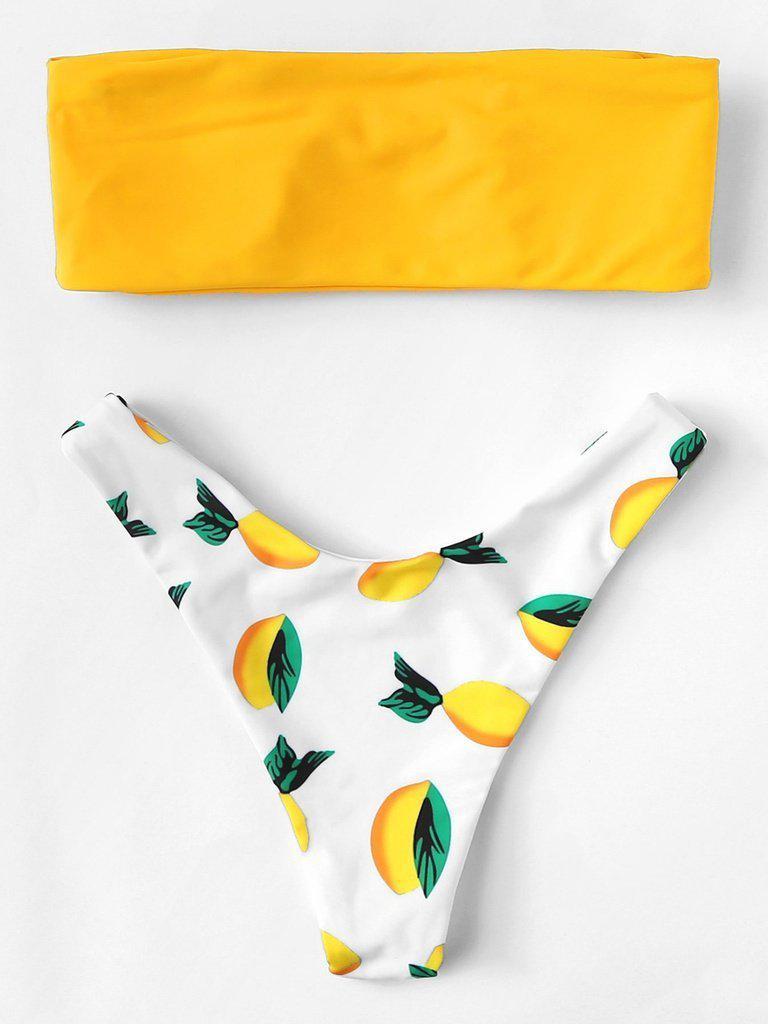 Knot Front Bandeau Bikini Set-swimwear-Des Mess