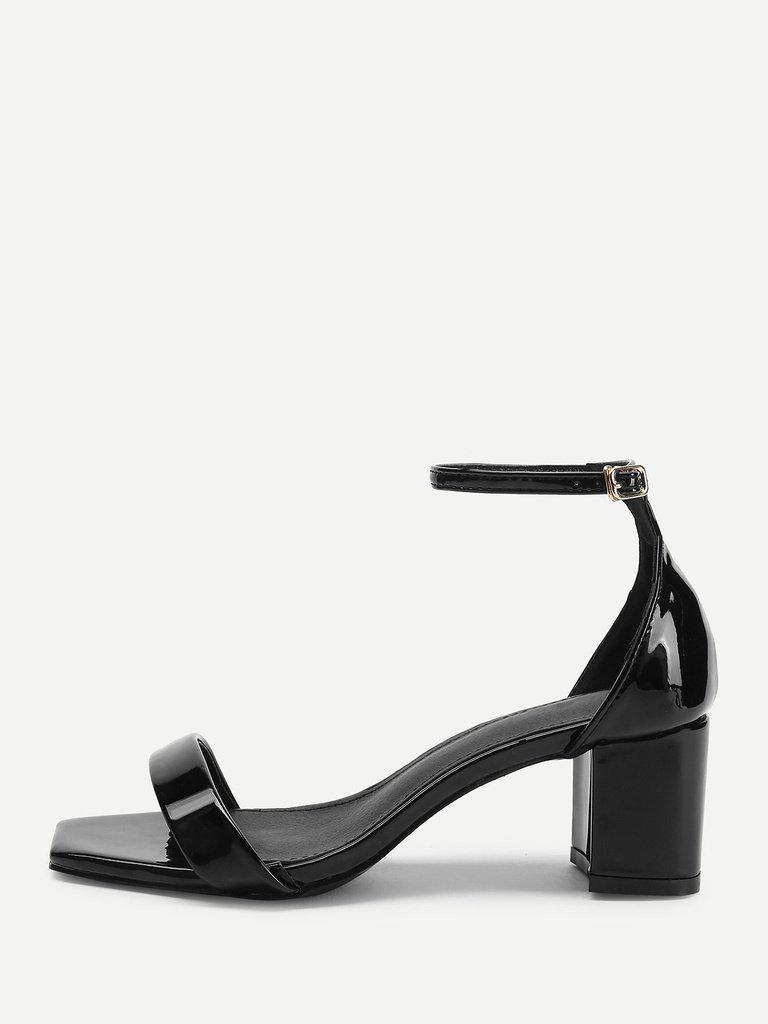 Square Toe Chunky Heeled Sandals-shoes-Des Mess