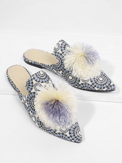 Pom Pom Decorated Flats-shoes-Des Mess