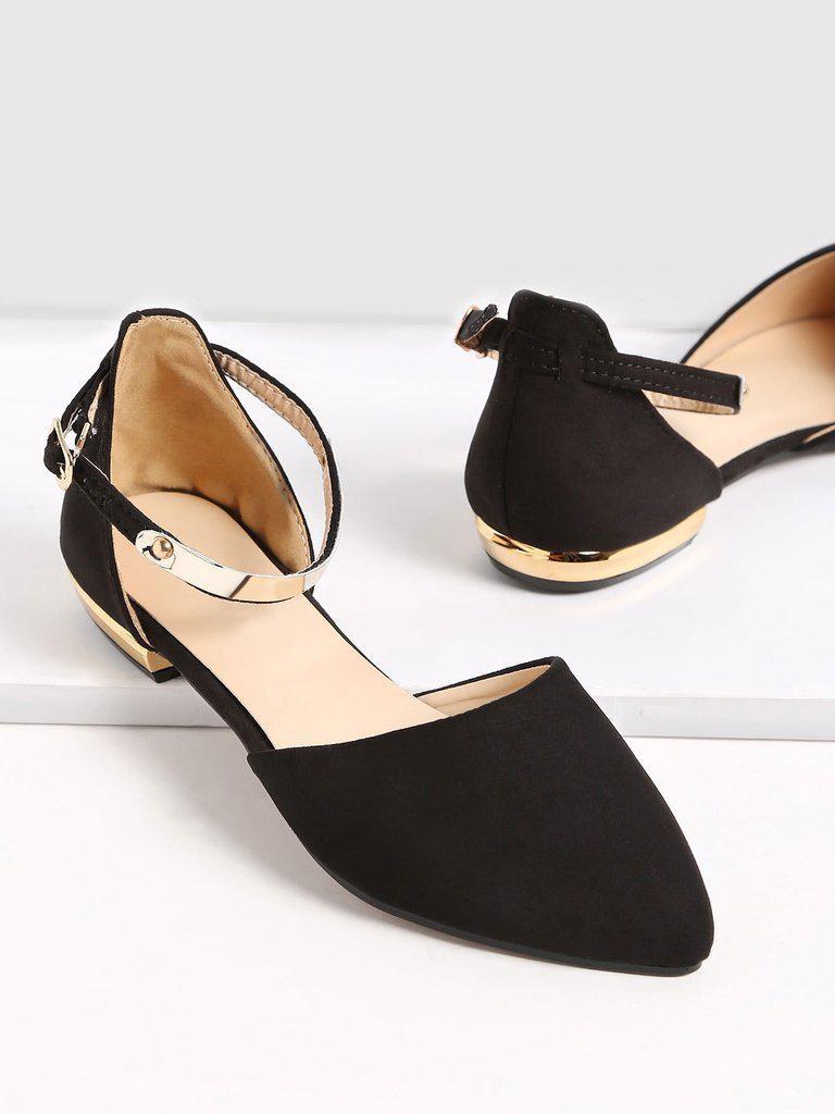 Black Point Toe Metallic Slingbacks Flats-shoes-Des Mess