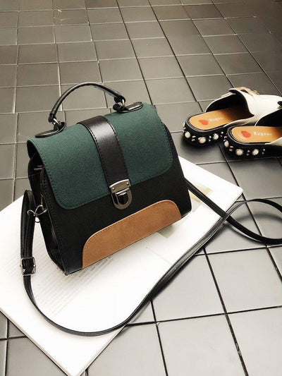 Colorblock Buckle Detail Shoulder Bag-accessories-Des Mess