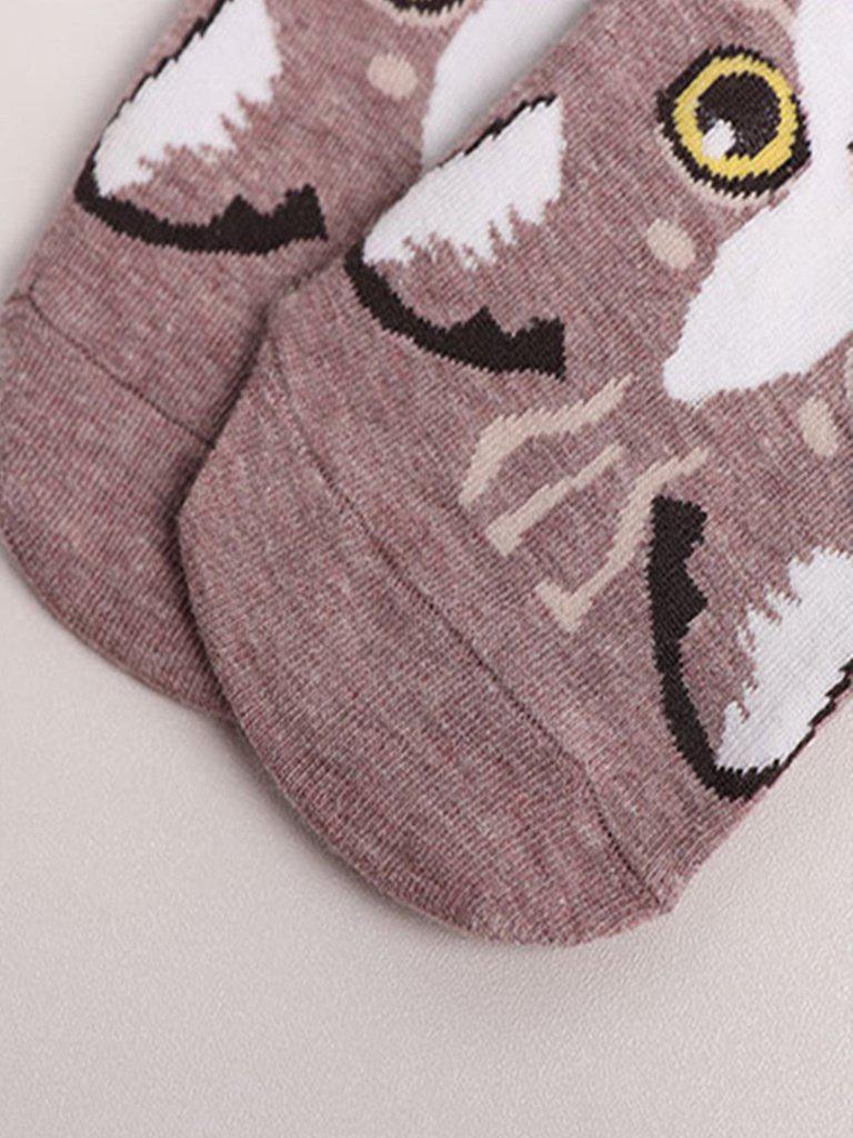 Cat Pattern Ankle Socks 5Pairs-accessories-Des Mess