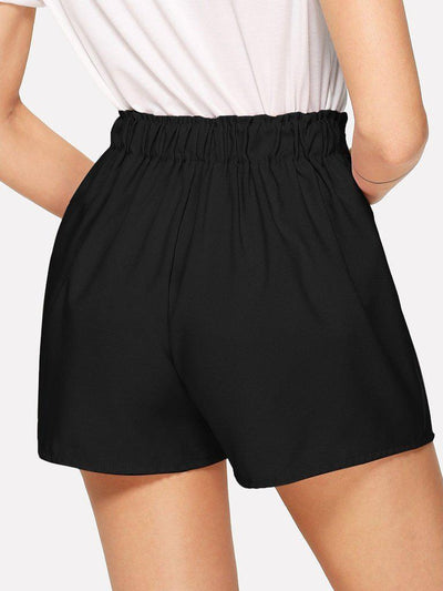 High Waist Self-tie Shorts-bottom-Des Mess