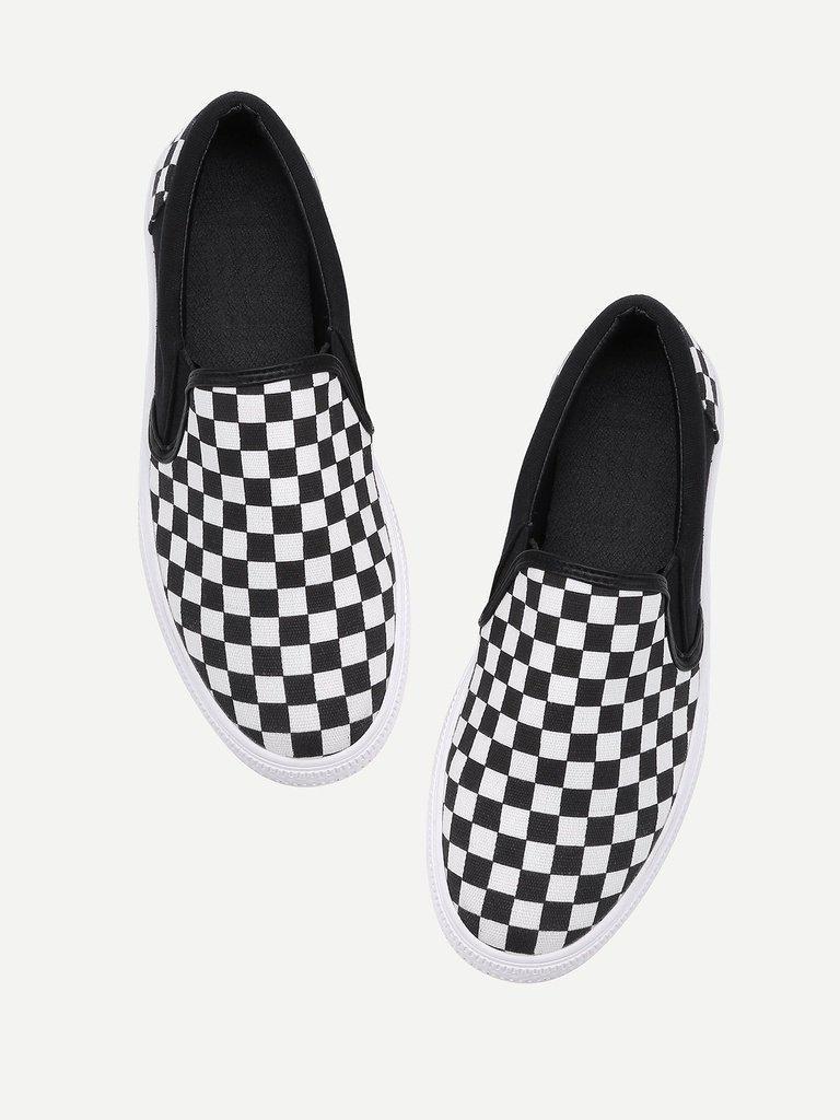 Gingham Canvas Slip On Plimsolls-shoes-Des Mess