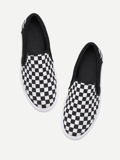 Gingham Canvas Slip On Plimsolls-shoes-Des Mess